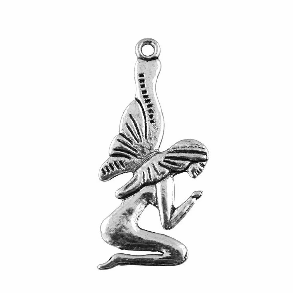 34x15mm 1.8g Antique Silver Zinc Alloy Butterfly Angel Charm Pendant for Necklace Bracelet Making