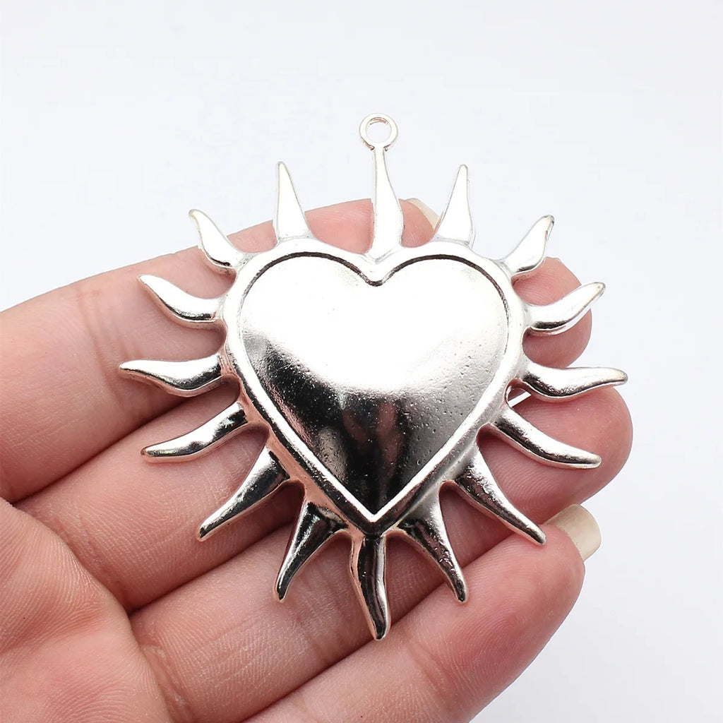 74x70mm 30.8g Antique Silver Zinc Alloy Thorn Heart Charm Pendant for DIY Necklace Jewelry Making