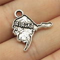 22x20mm 1.4g Antique Silver Zinc Alloy Alaska State Charm Pendant for DIY Bracelet Jewelry Making