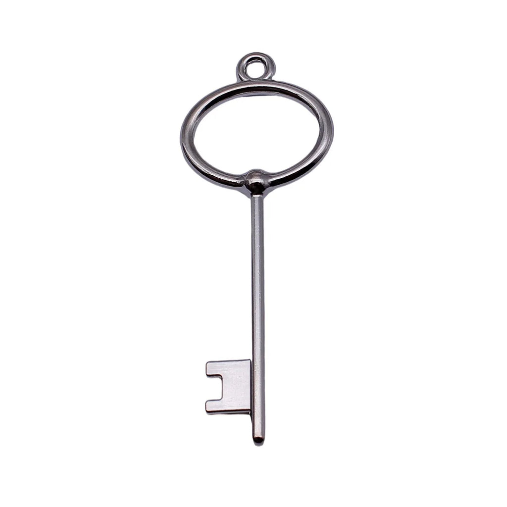 65x25mm 4.3g White K Tone Zinc Alloy Key Charm Pendant for DIY Necklace and Jewelry Making
