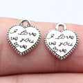 13x12mm 0.9g Antique Silver Zinc Alloy I LOVE YOU Heart Double Sided Charm Pendant for Necklace Bracelet DIY