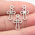 19x11mm 0.5g Antique Silver Zinc Alloy Openwork Cross Hollow Charm Pendant for DIY Necklace Jewelry Making