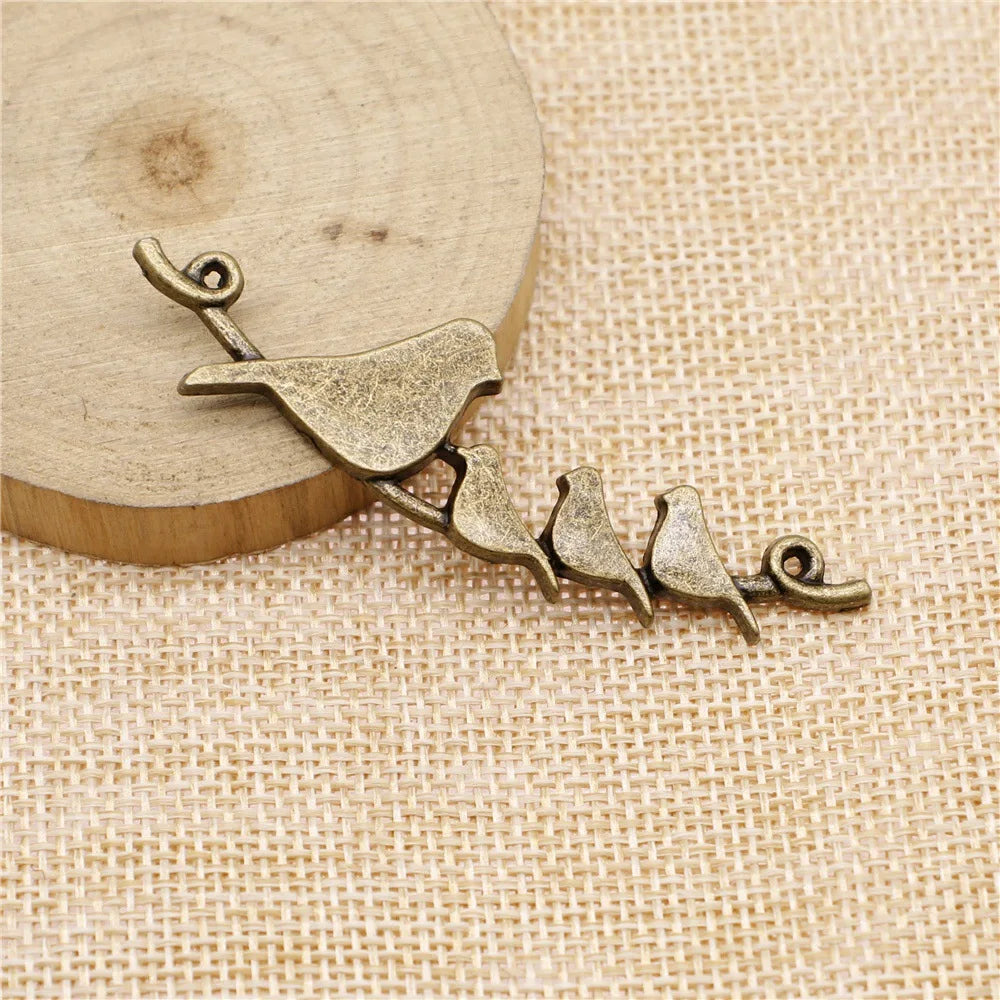 66x17mm 4.8g Multicolor Zinc Alloy Bird Connector Charm for DIY Bracelet Necklace Jewelry Making