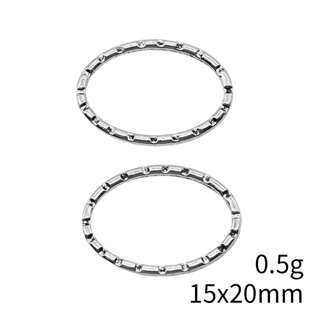 15x20mm 0.5g Antique Silver Zinc Alloy Carved Oval Ring Charm Pendant for DIY Jewelry Making