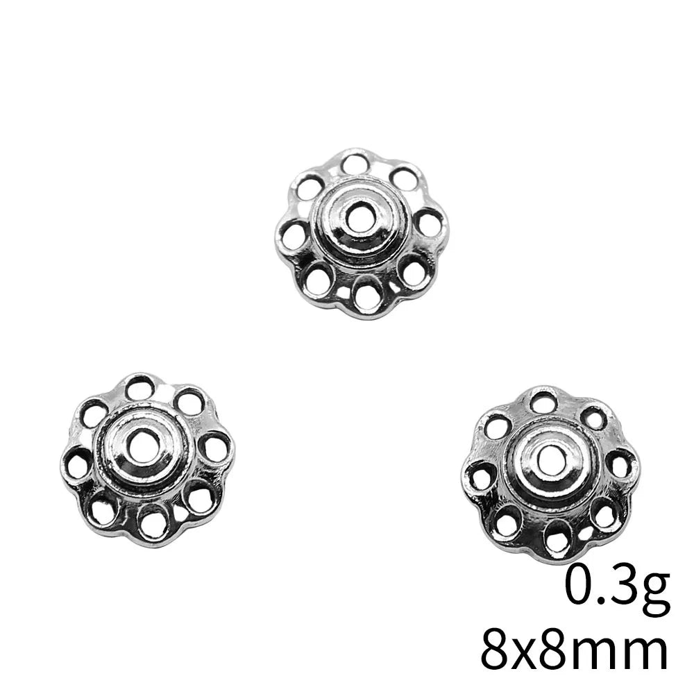 8x8mm 0.3g Antique Silver Zinc Alloy Flower Bead Caps for DIY Bracelet Necklace Jewelry Making