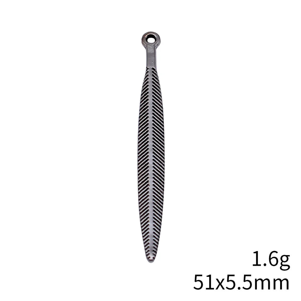 51x5.5mm 1.6g Multicolor Zinc Alloy Long Feather Charm Pendant for DIY Earrings Necklace Making