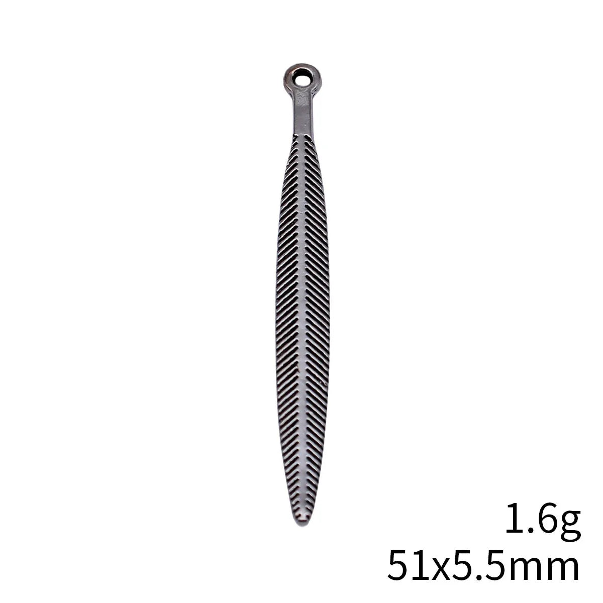51x5.5mm 1.6g Multicolor Zinc Alloy Long Feather Charm Pendant for DIY Earrings Necklace Making