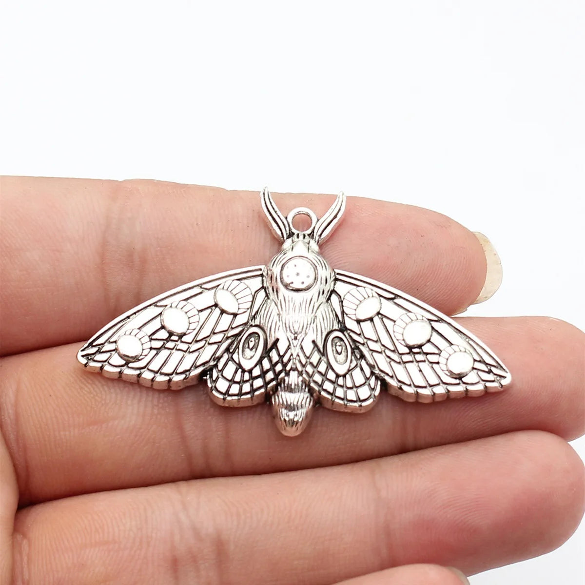57x35mm 5.6g Antique Silver Zinc Alloy Moth Charm Pendant for DIY Gothic Necklace Jewelry Making