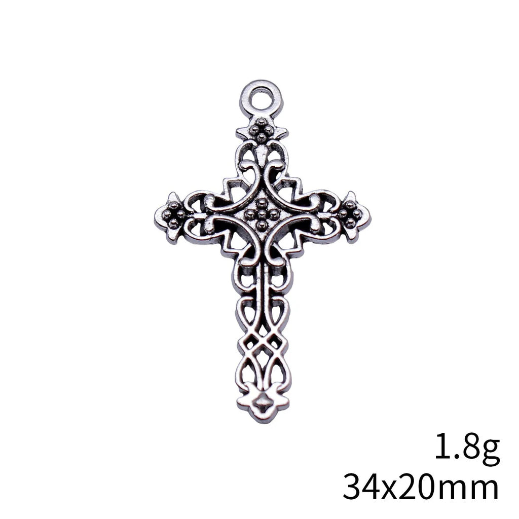 34x20mm 1.8g Antique Silver Zinc Alloy Cross Charm Pendant for DIY Necklace Bracelet Jewelry Making