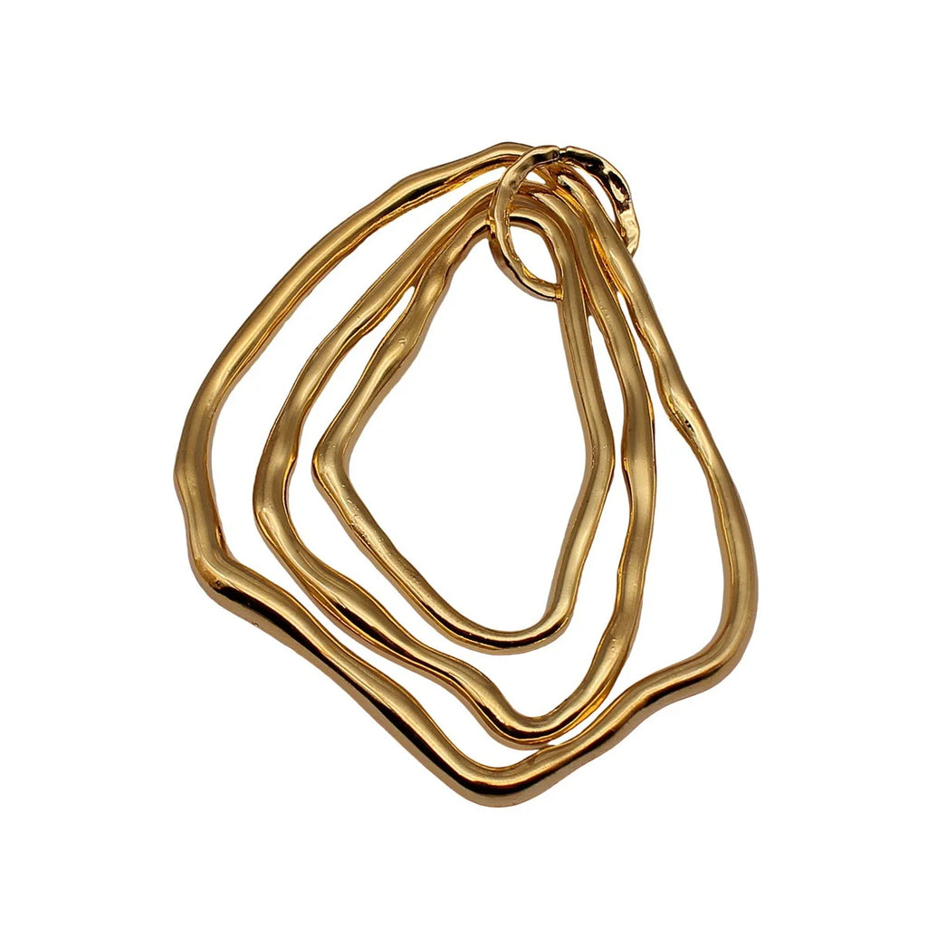 85x63mm 18.7g Bright Gold Zinc Alloy Three Layer Irregular Ring Charm Pendant for DIY Necklace Making