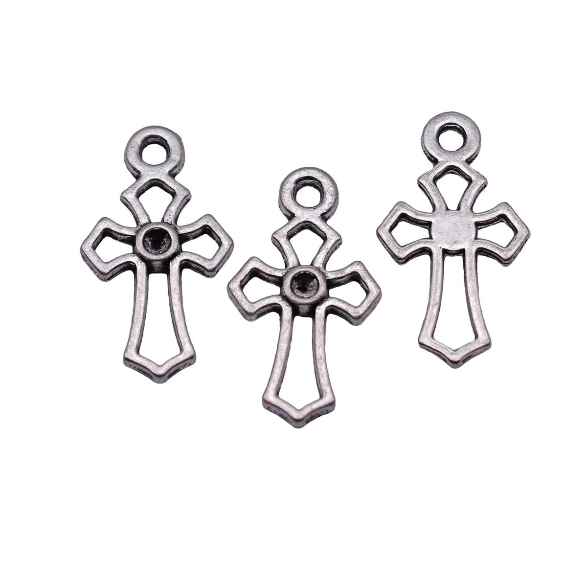 19x11mm 0.5g Antique Silver Zinc Alloy Openwork Cross Hollow Charm Pendant for DIY Necklace Jewelry Making
