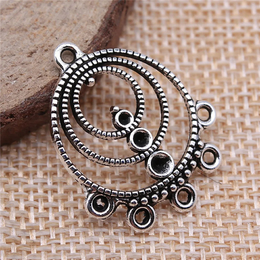 23x29mm 1.9g Antique Silver Zinc Alloy Earring Connector Charm for DIY Drop Earrings Jewelry Making