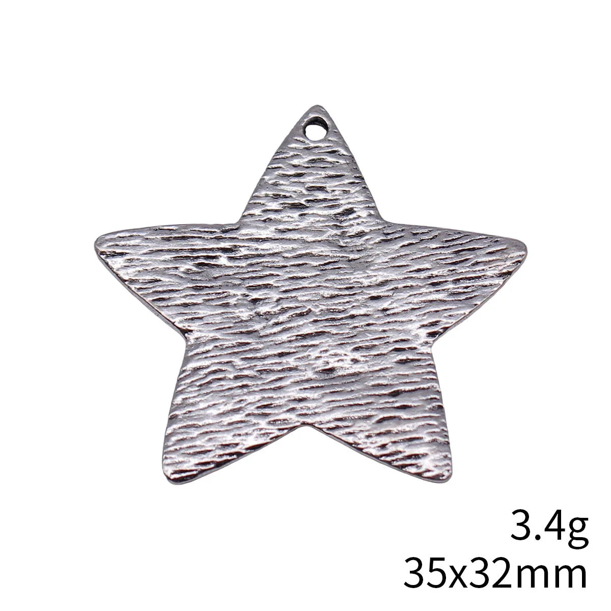 35x32mm 3.4g Antique Silver Zinc Alloy Scratched Wood Grain Star Charm Pendant for DIY Jewelry Making