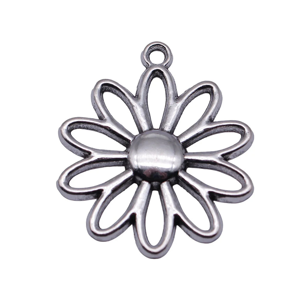 41x35mm 4.3g Antique Silver Zinc Alloy Hollow Flower Charm Pendant for DIY Necklace Earrings Jewelry