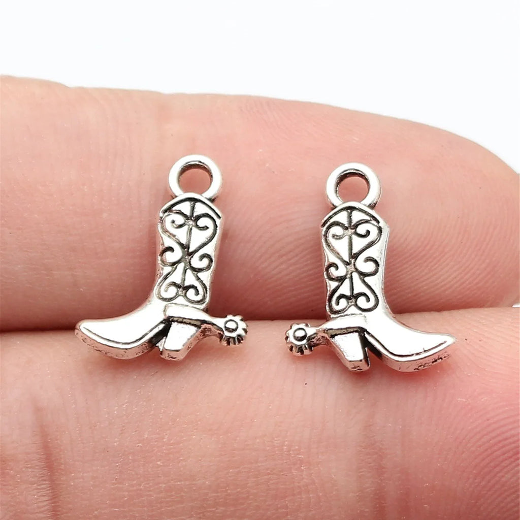 16x12mm 0.94g Multicolor Zinc Alloy Cowboy Boot Charm Pendant for DIY Necklace Bracelet Jewelry