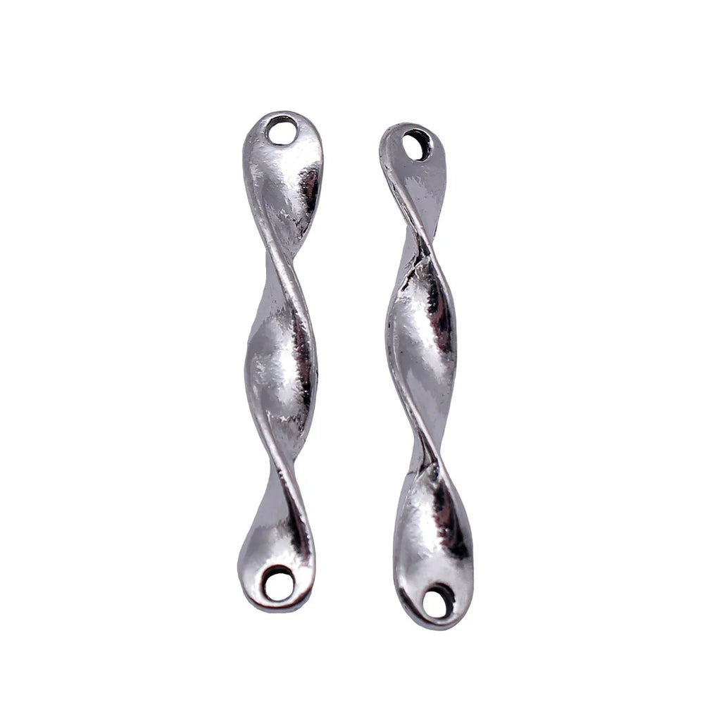 38x4.7mm 1.8g Antique Silver Zinc Alloy Twisted Long Bar Connector Charm for DIY Bracelet Jewelry