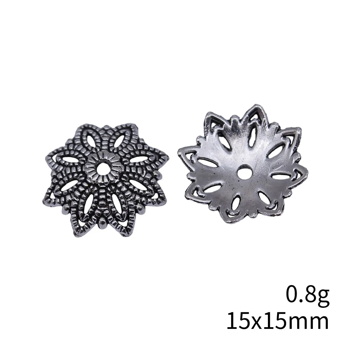 15x15mm 0.8g Antique Silver Zinc Alloy Flower Bead Caps Spacer Findings for DIY Jewelry Making