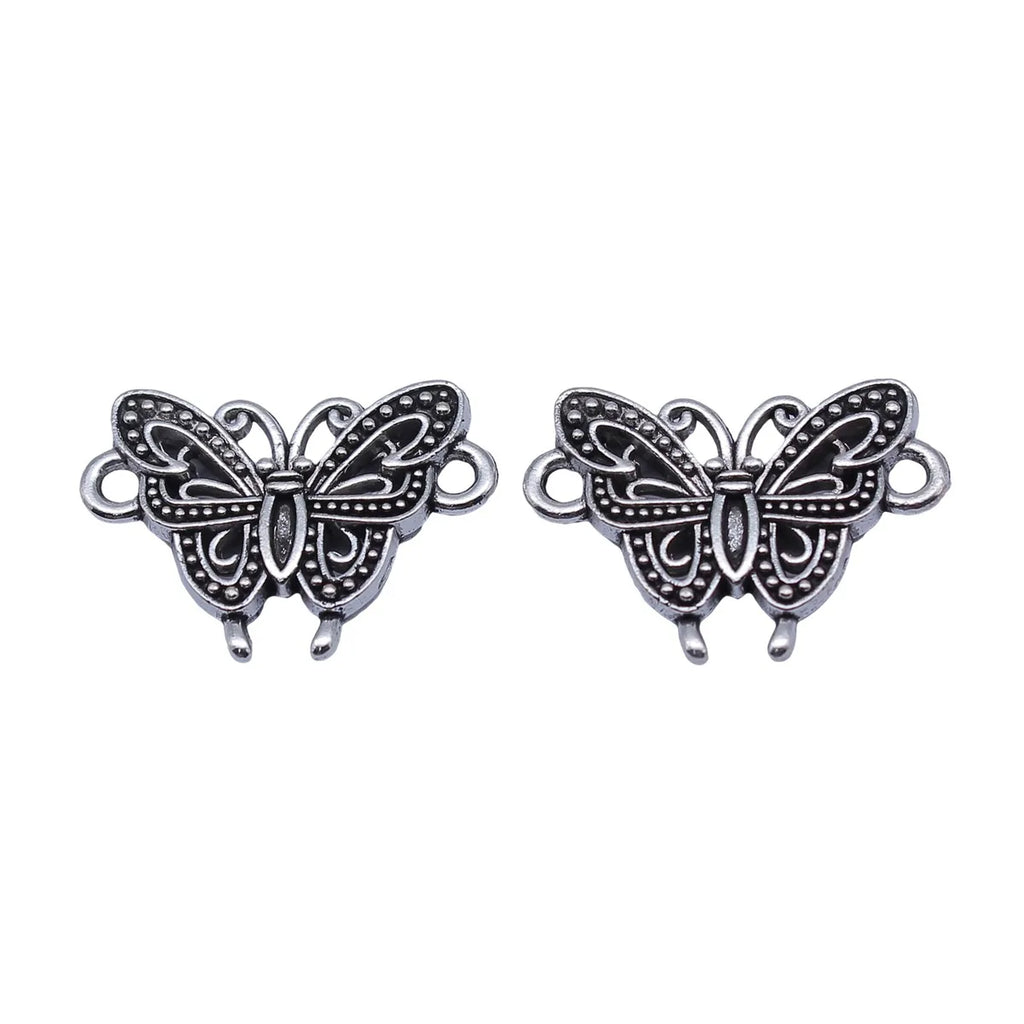 20x14mm 1.7g Antique Silver Zinc Alloy Butterfly Connector Charm for DIY Bracelet Earring Jewelry