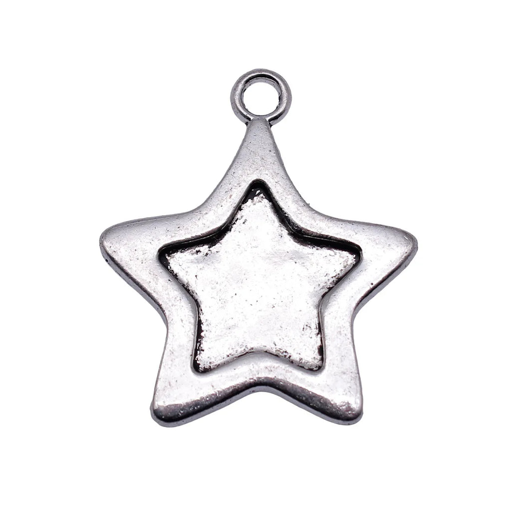 42x36mm 10.8g Antique Silver Zinc Alloy Thick Five Point Star Charm Pendant for DIY Necklace Making