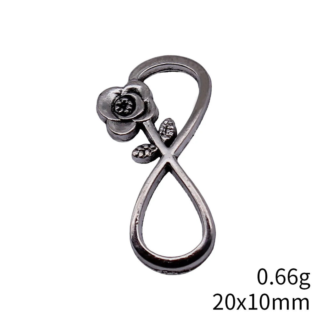 20x10mm 0.66g Antique Silver Zinc Alloy Flower Infinity Symbol Connector Charm for DIY Bracelet Making