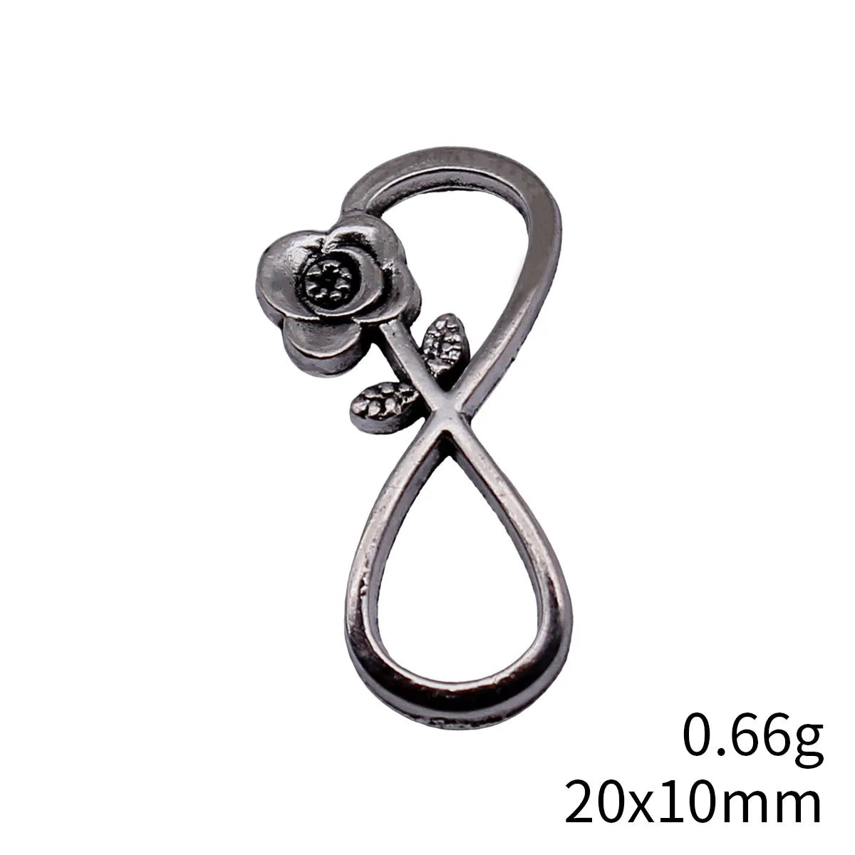 20x10mm 0.66g Antique Silver Zinc Alloy Flower Infinity Symbol Connector Charm for DIY Bracelet Making
