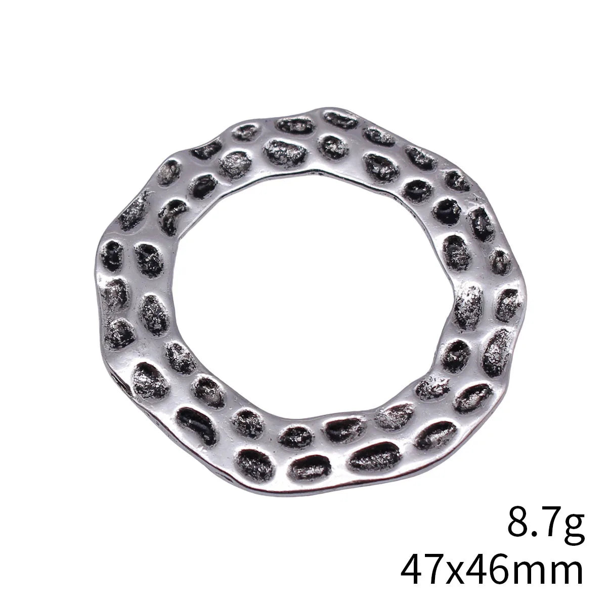 47x46mm 8.7g Antique Silver Zinc Alloy Hammered Irregular Round Ring Connector Charm for DIY Jewelry