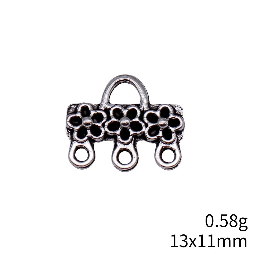 13x11mm 0.58g Antique Silver Zinc Alloy Flower Connector Charm for DIY Earrings Jewelry Making
