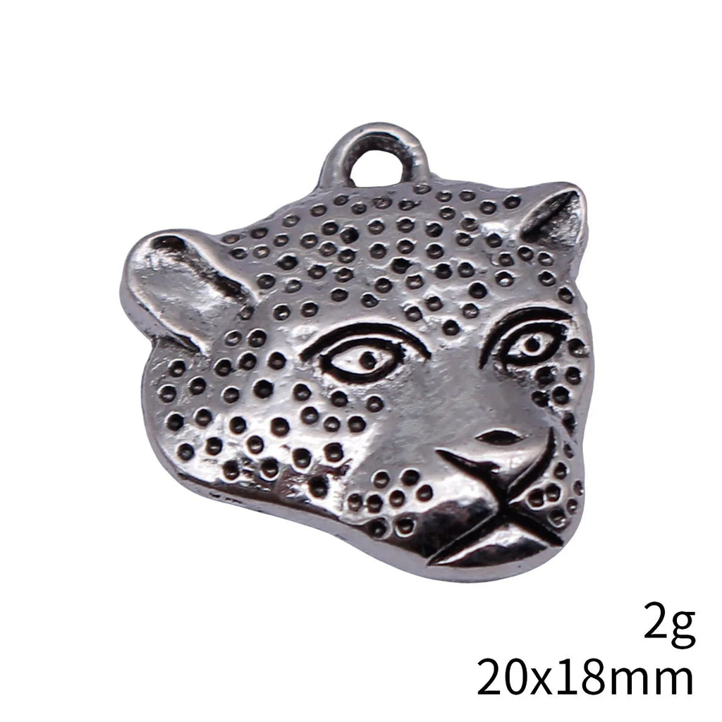 20x18mm 2g Antique Silver Zinc Alloy Leopard Head Charm Pendant for DIY Necklace Bracelet Making