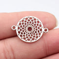 27x20mm 1.8g Platinum Tone Zinc Alloy Hollow Round Disc Connector Charm for Bracelet Making