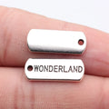 21x8mm 2g Antique Silver Zinc Alloy WONDERLAND Tag Charm Pendant for DIY Necklace Jewelry Making