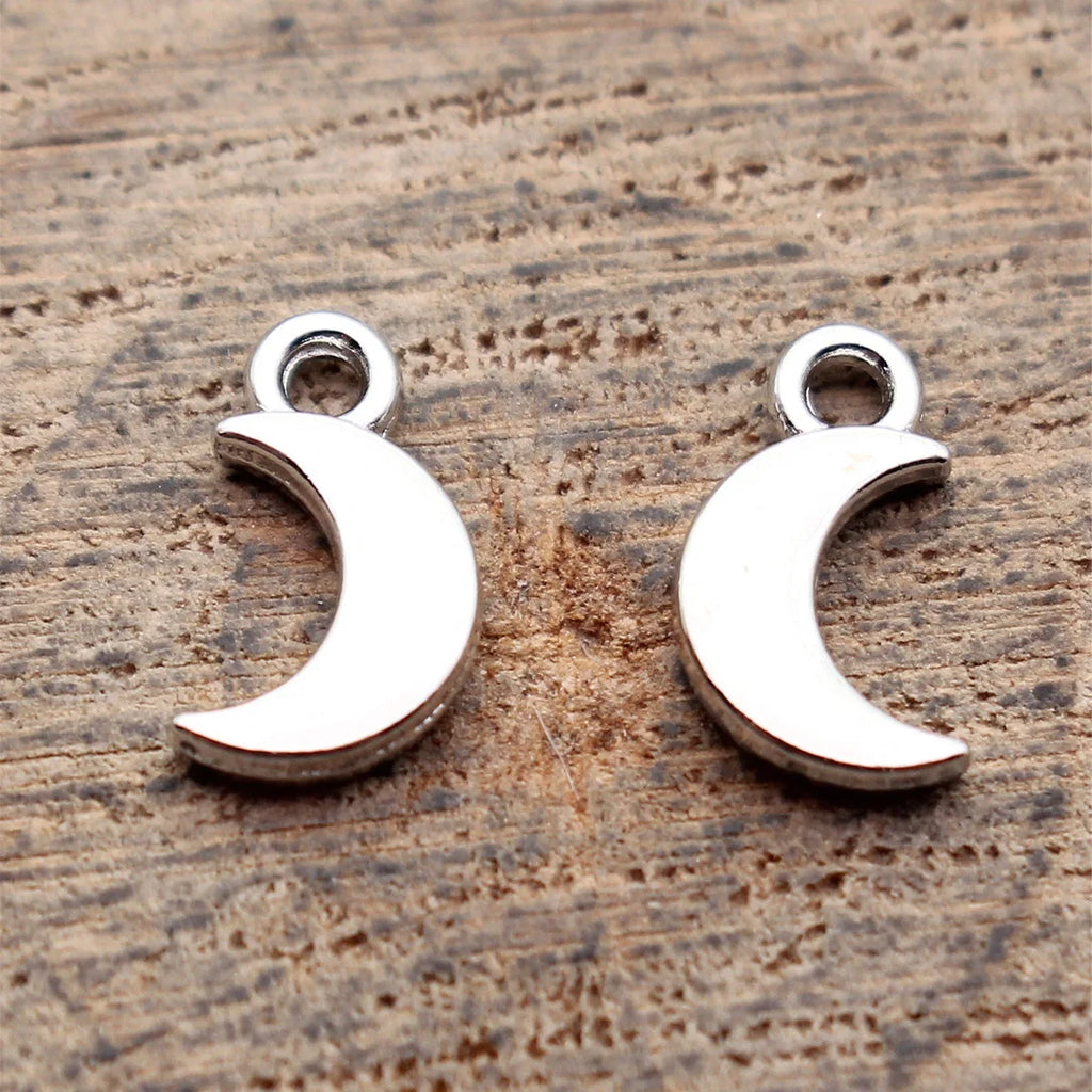 9.9x5.6mm 0.22g Multicolor Zinc Alloy Moon Charm Pendant for DIY Bracelet Necklace Jewelry Making