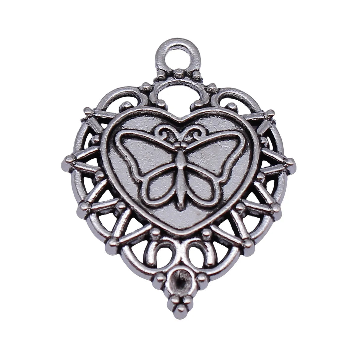 34x26mm 4g Antique Silver Zinc Alloy Heart Butterfly Charm Pendant for DIY Necklace Bracelet Making
