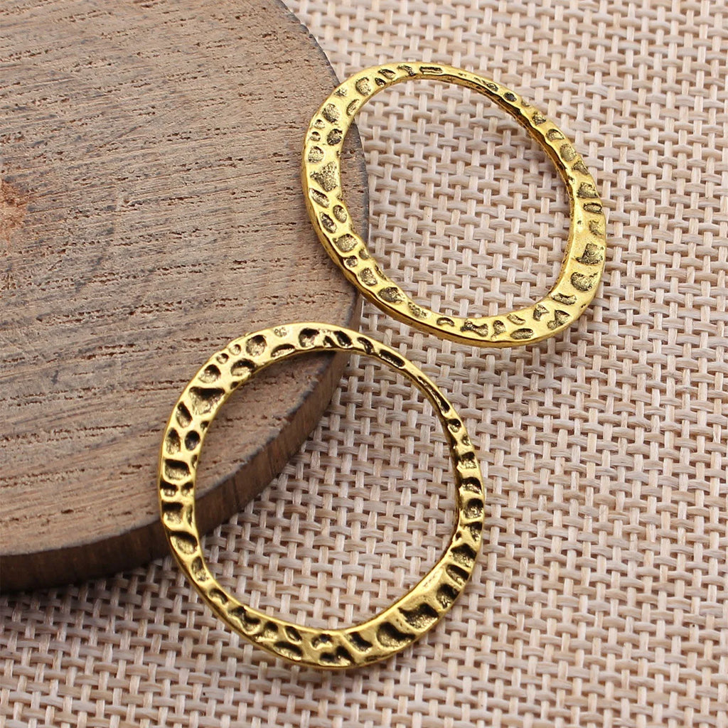 30x28mm 1.8g Multicolor Zinc Alloy Hammered Irregular Round Ring Connector Charm for DIY Jewelry Making