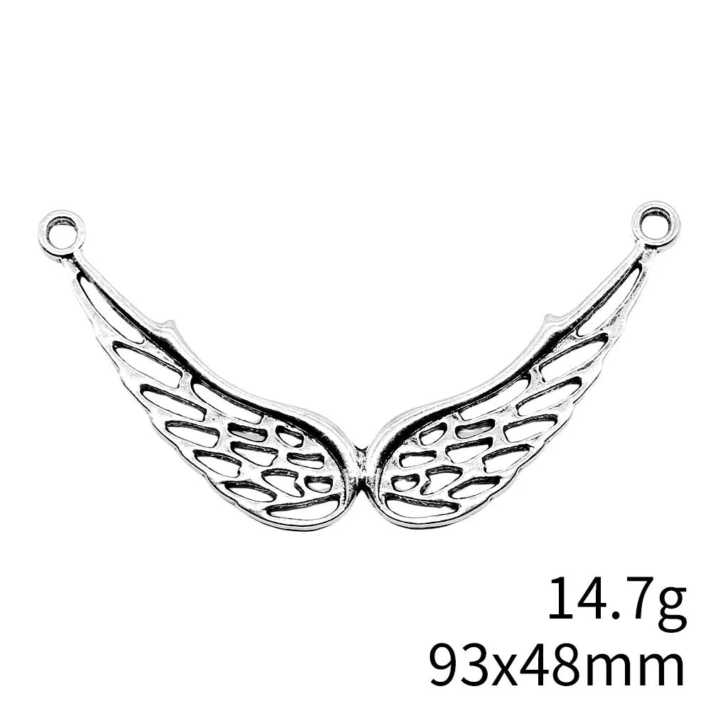 93x48mm 14.7g Antique Silver Zinc Alloy Angel Wing Charm Pendant for DIY Necklace Jewelry Making