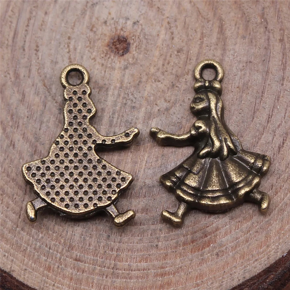 13x18mm 1.3g Multicolor Zinc Alloy Girl Charm Pendant for DIY Bracelet Necklace Jewelry Making
