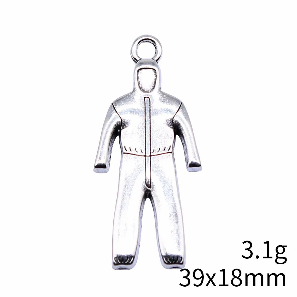 39x18mm 3.1g Antique Silver Zinc Alloy Protective Suit Charm Pendant for DIY Necklace Bracelet Making
