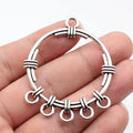 58x48mm 8.8g Antique Silver Zinc Alloy Hollow Round Earring Connector Charm for DIY Earrings Jewelry Making