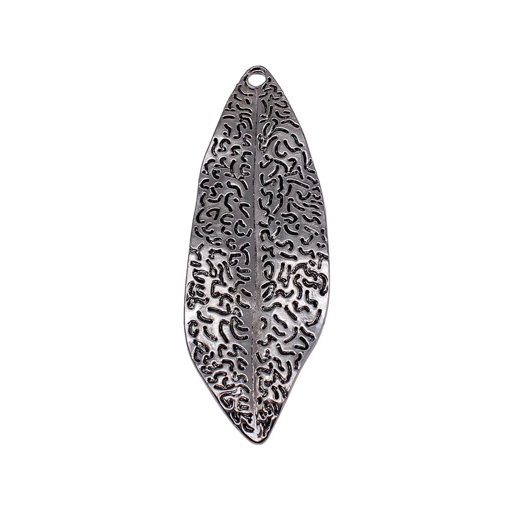 94x31mm 22g Antique Silver Zinc Alloy Large Textured Leaf Charm Pendant for DIY Necklace Making