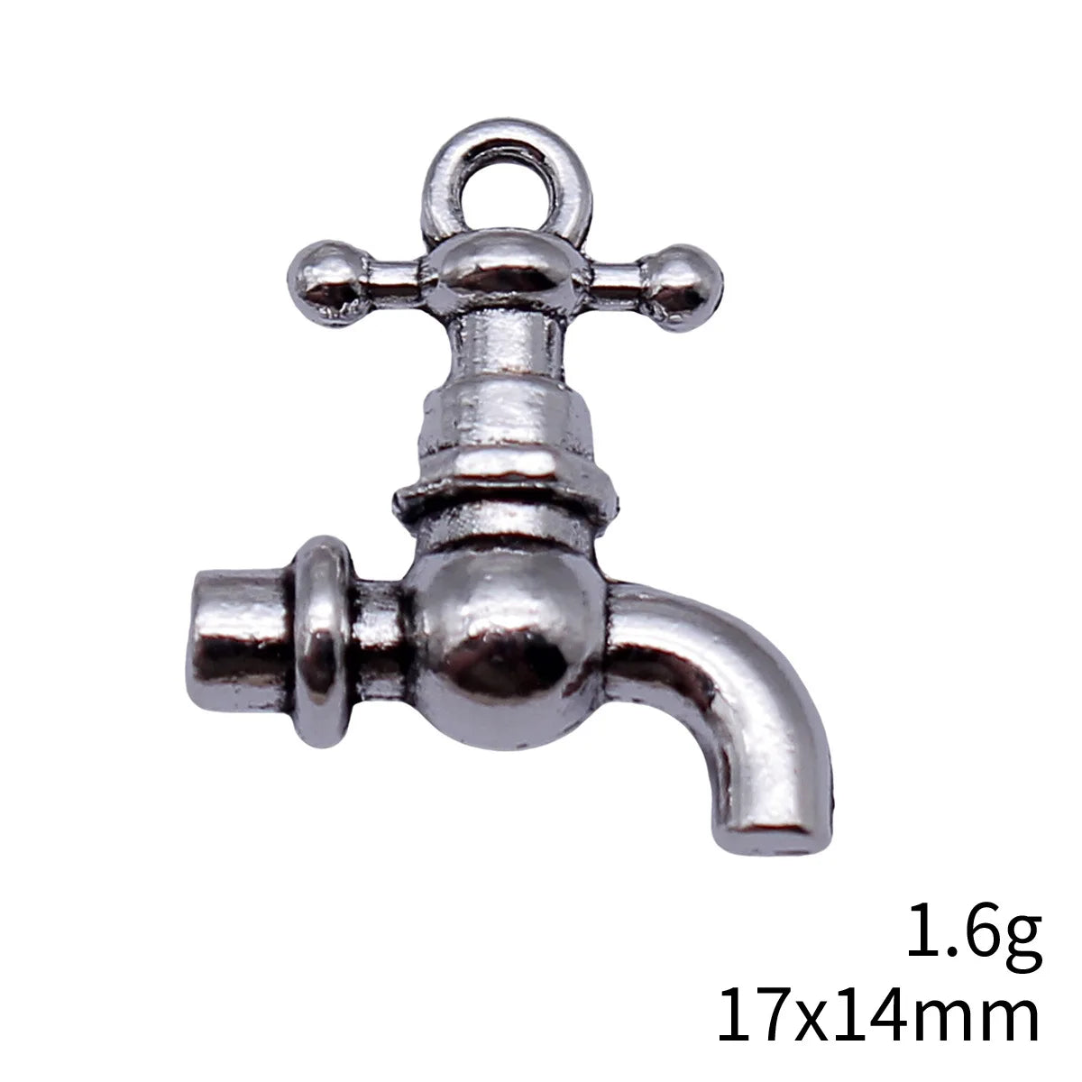 17x14mm 1.6g Antique Silver Zinc Alloy Faucet Charm Pendant for DIY Novelty Jewelry Making