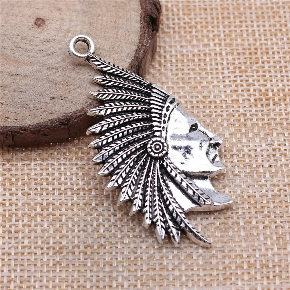 55x28mm 9g Multicolor Zinc Alloy Indian Chief Charm Pendant for DIY Necklace Jewelry Making