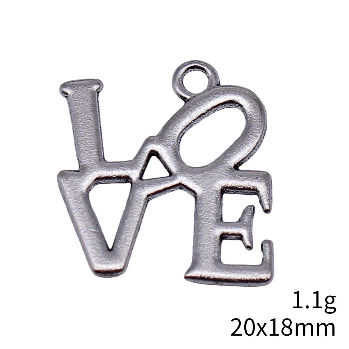 20x18mm 1.1g Antique Silver Zinc Alloy LOVE Letter Charm Pendant for DIY Necklace Jewelry Making