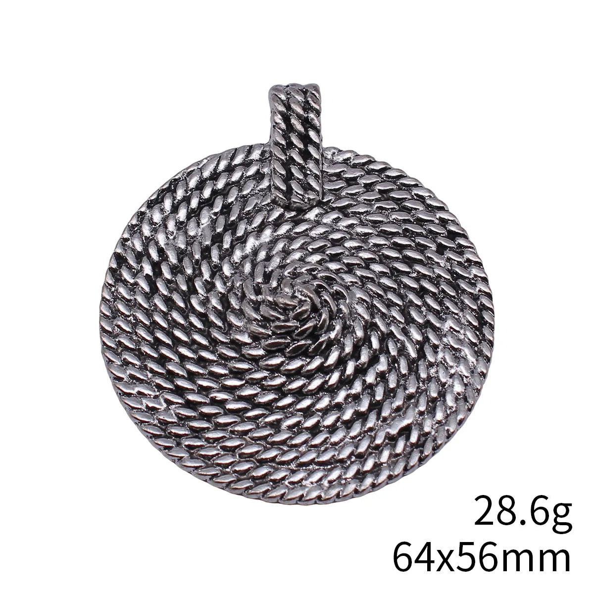 64x56mm 28.6g Antique Silver Zinc Alloy Swirl Texture Round Disc Charm Pendant for DIY Necklace Making