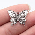 28x20mm 2.2g Antique Silver Zinc Alloy Skull Pattern Butterfly charm pendant for DIY jewelry making