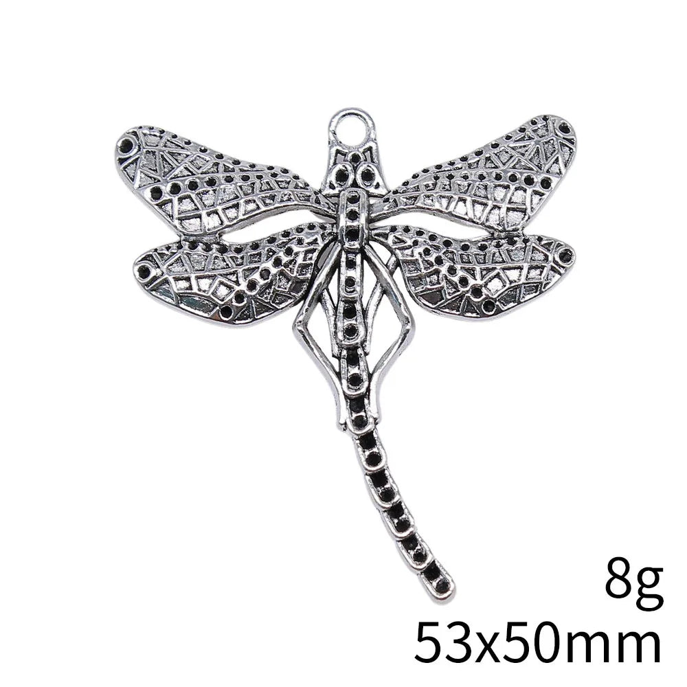 53x50mm 8g Antique Silver Zinc Alloy Dragonfly Charm Pendant for DIY Necklace Bracelet Jewelry Making