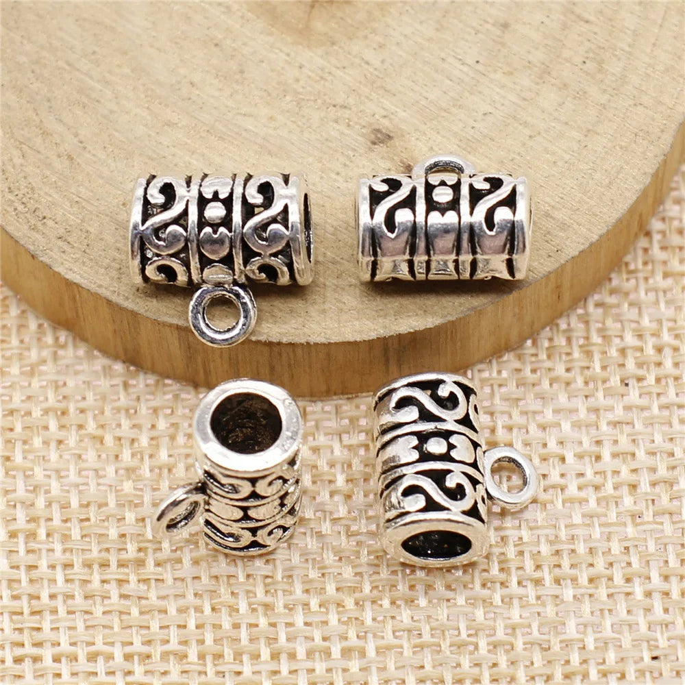 14x13x8mm 2.1g Antique Silver Zinc Alloy Engraved Pendant Bail Charm Holder for DIY Necklace Making