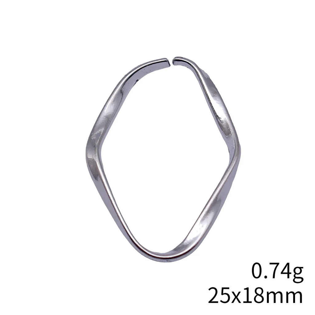25x18mm 0.74g Multicolor Zinc Alloy Twisted Irregular Oval Ring Charm Pendant for DIY Jewelry