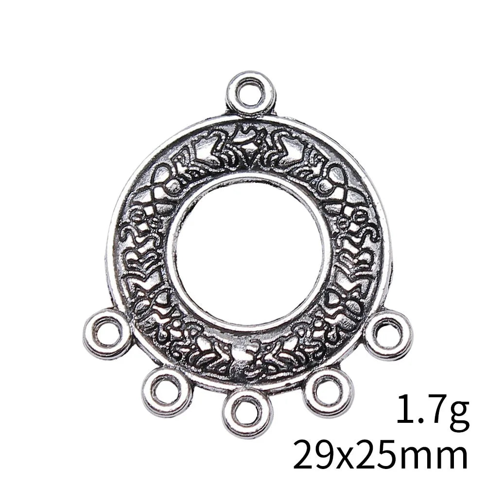 29x25mm 1.7g Antique Silver Zinc Alloy Round Ring Connector Charm for DIY Earring Making