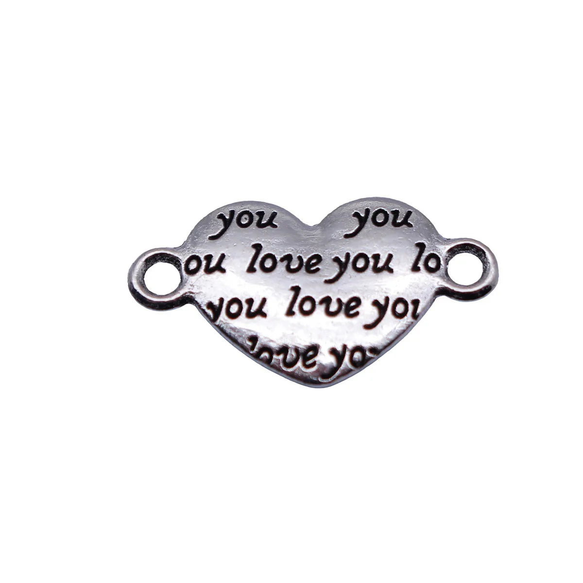 19x10mm 0.81g Antique Silver Tone Zinc Alloy LOVE YOU Heart Connector Charm for DIY Bracelet Necklace
