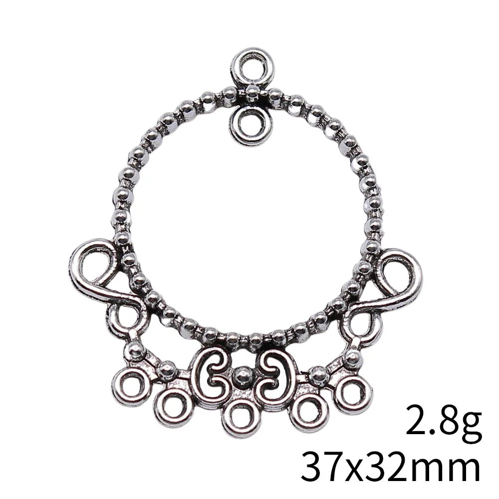 37x32mm 2.8g Multicolor Zinc Alloy Round Earring Connector Charm for DIY Hoop Earrings Jewelry Making