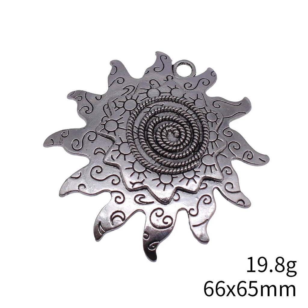 66x65mm 19.8g Multicolor Zinc Alloy Swirl Pattern Sun Charm Pendant for DIY Necklace Jewelry Making